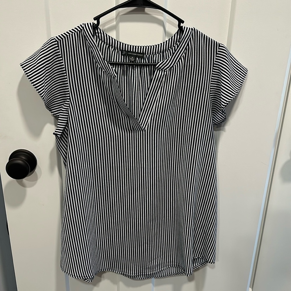 Navy and white striped dress shirt